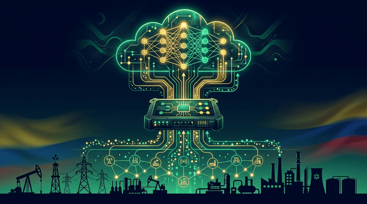 Three-layer IIoT architecture with industrial sensors, edge computing, and deep learning in the cloud for Colombian industry