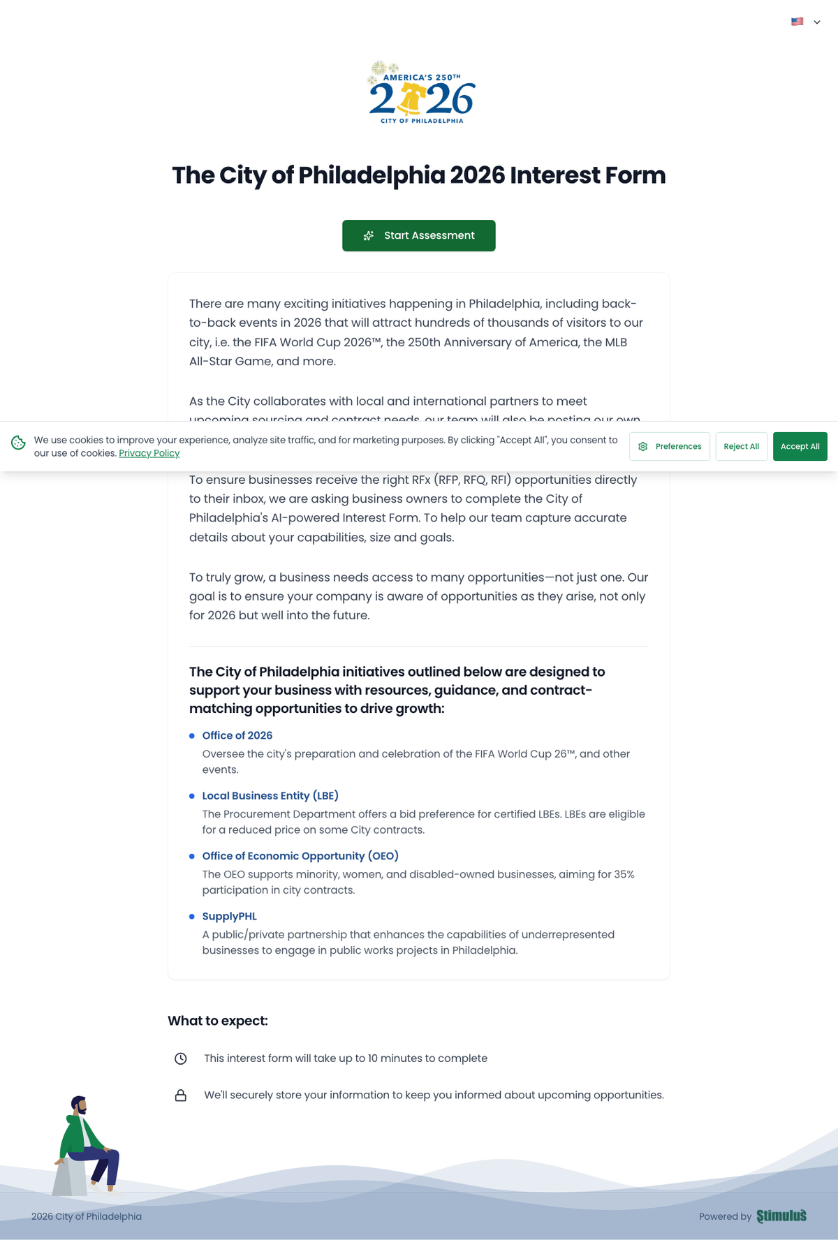 City of Philadelphia 2026 — connecting businesses to opportunities across FIFA, America's 250th, and the MLB All-Star Game